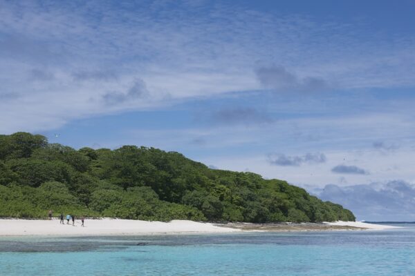 Blue waters of Maninita Island, a bird sanctuary in Tonga