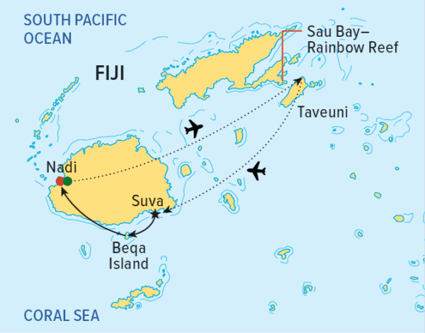 fiji snorkeling trip map